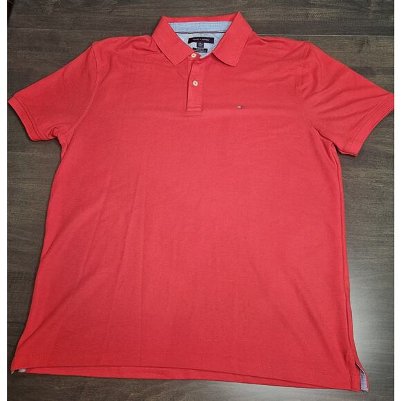 Tommy Hilfiger Polo Golf Shirt Men's Size XL Red Casual Short Sleeve Custom Fit - Picture 1 of 4